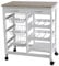 HYGRAD Kitchen Trolley MDF Top Island Dining Cart Worktop Basket Storage Lockable Wheels Rolling Kitchen Portable Island with Drawers and Open Shelf, White