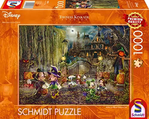 Schmidt Spiele 58033 Thomas Kinkade, Disney, Mickey & Minnie Halloween Fun, 1000 Teile Puzzle