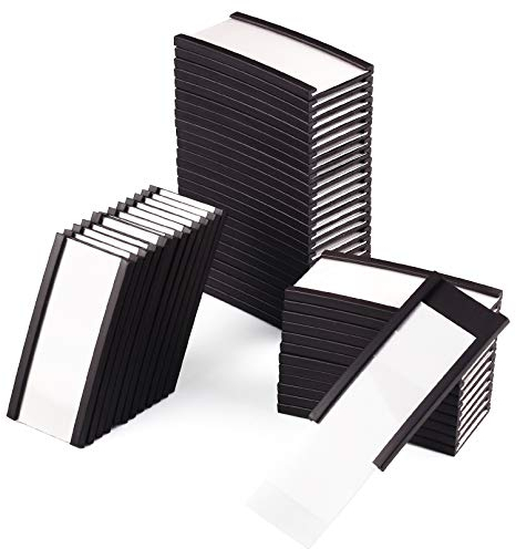 LLPT Magnetische Etikettenhalter(50 Stück) | Beschreibbar Schmutzfrei Abnehmbar für Schule Büro Whiteboards Kühlschränke Magnettafeln(MH2150) | 25MM x 50MM