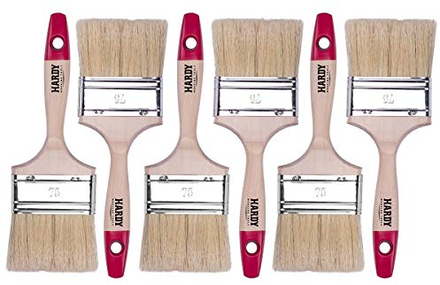 HARDY WORKING TOOLS Flachpinsel-Set 6-teilig, 6 Stück Malerpinsel Set mit Holzgriff, Lackpinsel Serie *36*, 6PCS, Pinselset A0200-360630 Rot 75 mm
