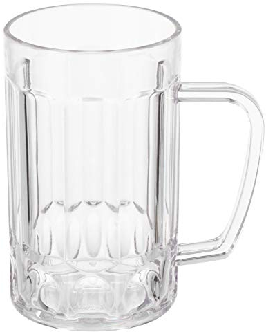 TOYANDONA Heavy Large Beer Glasses Classic Beer Mug Unbreakable Clear Beer Tasting Glasses Plastic Wine Cup Beer Drinking Tankard with Handle For Bar Home Kitchen 460ml