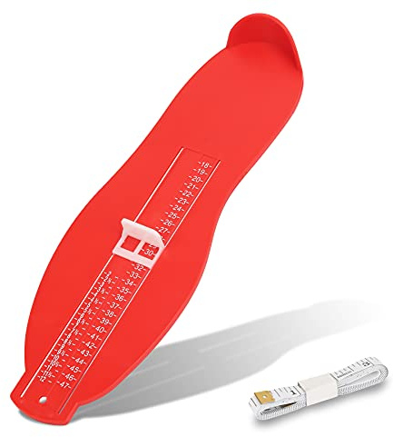DKINY Fußmessgerät Schuhgrößen Messen Größen 18-47 mit Maßband PVC Innenschuhmessgerät Schuhgrößentabelle Schuhgrößenmessgerät Schuhmessgerät Füße Messgerät Fussmesser für Kindern und Erwachsenen-Rot