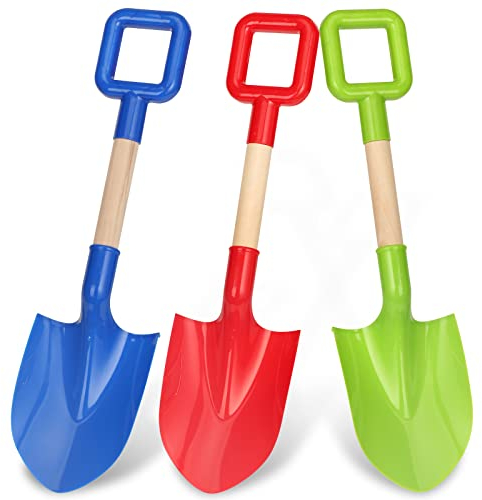 Dilabnda 40 cm Strandschaufeln, Strandschaufeln für Kinder, strapazierfähige Jumbo Sandschaufeln für Kinder, Strandschaufel mit langem Holzgriff, Kunststoffschaufel zum Schaufeln und Graben