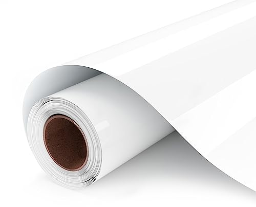 Plotterfolie Textil 12 x 6ft Flexfolie Plotter Textil,UIOK Weiß Flexfolie Bügelfolie Plotter Heat Transfer Vinyl für DIY T-Shirt, Transferfolie Plotter Flexfolie für Cricut und Silhouette Cameo