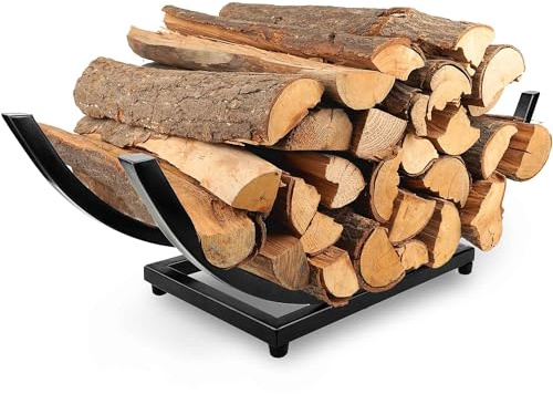Gebogenes Kaminholzregal, Brennholzhalter: Schwerlast, kleiner Kaminholzhalter für den Innen- und Außenbereich, 55,9 cm
