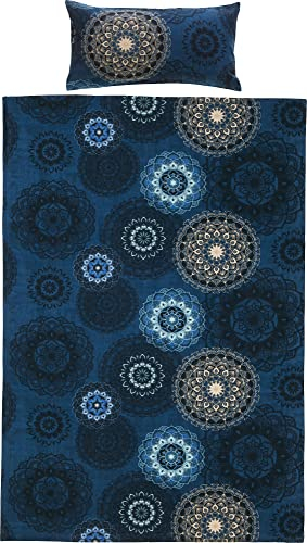Erwin Müller Bettwäsche Mako-Satin Mandala dunkelblau Größe 40x80 cm / 135x200 cm - feinfädig, temperaturausgleichend, atmungsaktiv, 100% Baumwolle, mit Reißverschluss