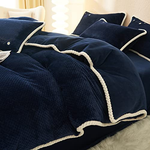 BettwäSche 4teilig,Luxus PlüSch BettwäSche Set,Winter Verdicktes Korallenvlies Bettbezug Blatt Kissenbezug BettwäSche, Bettbezug Decke Mit Doppeltem Verwendungszweck, Geeignet FüR Kinderzimmer In Fam