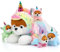 Skylety 5 Stück Hunde Stofftiere Welpen Kuscheltiere 1 Große Plüsch Mama Hund mit 4 Mini Baby Hunden Süßer Plüschhund mit Welpen Geschenk für Geburtstag Weihnachten Kindertag Party (Einhorn Welpen)