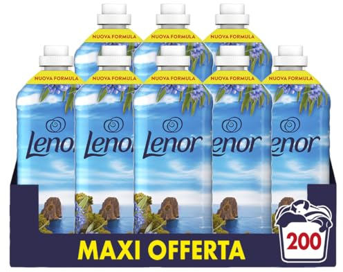 Lenor Ammorbidente Lavatrice Concentrato, 200 Lavaggi (8X25), Atmosfere D'Italia Capri, Freschezza Di Lunga Durata E Morbidezza Di Origine Vegetale, Lenzuola Profumate Fino A 1 Settimana