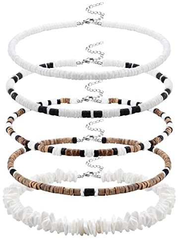 Morfetto Collier Surfeur Coquillage Puka de Mer pour Hommes - Collier Plage Pookah Ras du Cou