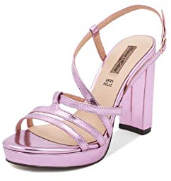 QUEEN HELENA Sandali Eleganti Lucidi Aperti con Tacco Alto Donna S2809 (Rosa, Numeric_37)