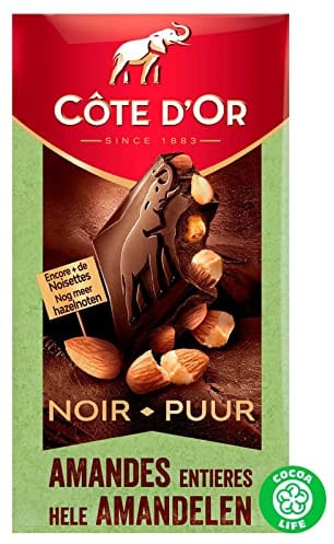 Côte Dor Chocolat | Amandes De Tablettes De Chocolat Noir Bloc | Chocolat Côte D'Or | Belgian Chocolate | 180 Gramme Total