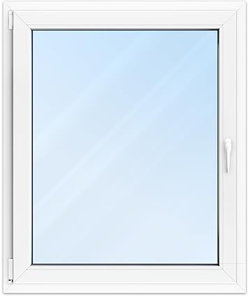 FENSTERVERSAND - Kunststofffenster 100x120 Weiß - zu öffnendes Fenster Kunststoff mit Griff, Dreh- & Kippfenster, 2-fach Verglasung, Klarglas - DIN links - BxH: 1000x1200 mm, 70 mm Profil