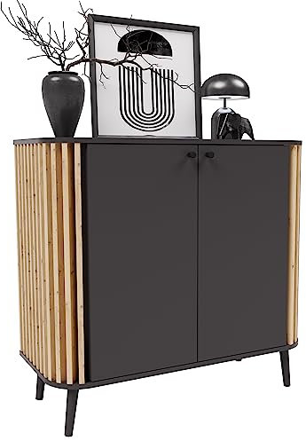 xonox.home - Kommode Pure 92x87,5x40 cm in Front/Korpus grau Nb Absetzung Artisan Eiche Nb - Schrank Anrichte Stauraummöbel - modern und funktional