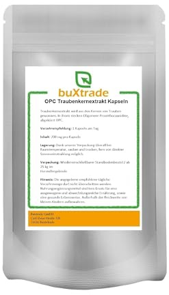 OPC Kapseln | Traubenkernextrakt | OPC | Nahrungsergänzungsmittel | Kapsel | 700 mg pro Kapseln | Buxtrade (500 Stück)