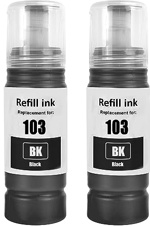 SHUOLEI 103 Tintenflasche Kompatibel mit EPSON Flasche 103 Tinte C13T00S64A für L1200 Series L1210 L1250 L3100 Series L3110 L3111 L3116 L3150 L3151 (2-Pack, 2 Schwarz)