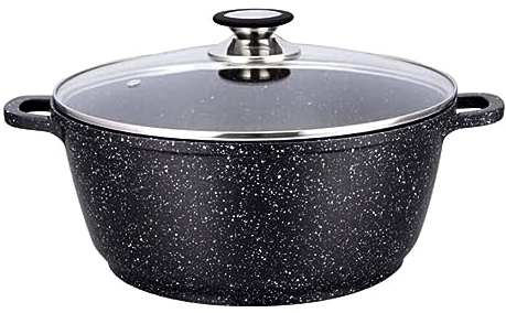 Cflagrant® Faitout Façon Pierre avec Couvercle Tous Feux Dont Induction Sans PFOA Cuisson Sans Matière Grasse Revêtement en Greblon C3 de Technologie Allemande (40CM special Collectivité)