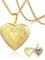 NEHZUS Medaillon-Halskette für Damen und Mädchen, Platin, 18 Karat Gold, Foto-Medaillons, die Bild halten, Kette 50 cm, personalisiertes Liebe Herz Bild Halsketten (gold mit gravur und bild)