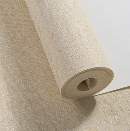 Wallpaper Non-Woven Linen Wallpaper Bedroom Living Room Restaurant Hotel Office Wallpaper Non-Self-Adhesive Rice Color