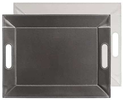 FREEFORM – Wendbares Tablett aus zweifarbigem Kunstleder – Zink/Weiß – 55 x 41 cm – Platzset, elegant, passend zu Ihrer Einrichtung