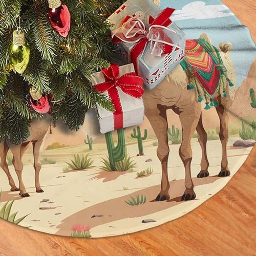 Baumrock Weihnachten 91,4 cm Kamel Kaktus Druck Weihnachtsbaum Röcke Dekorationen Bauernhaus Weihnachtsbaum Matte für Urlaub Party Dekor
