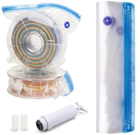 NVQVQ Filament Beutel Vakuum Kit,12 Stück 3D Filament Aufbewahrung, Wiederverwendbare Aufbewahrungsbeutel für die Filament Aufbewahrung Feuchtigkeitsfester,Vakuumversiegelter Filament Beutel