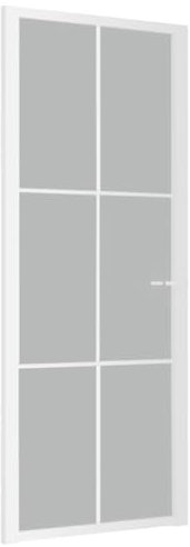 KOIECETA Glastür Innentür mit Montagematerialien Industrie-Stil Wohnungstür Zimmertür Tür ESG Glas Aluminium Aluminiumgriff (Weiß und Frost, 3x2 Raster/83 x 201.5 cm)