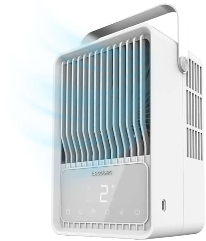 Cecotec Climatizador de Sobremesa EnergySilence 500 DeskChill Smart. 6W, Depósito 500ml, Control Táctil, Display Digital, 3 Velocidades, Luz LED con 7 Colores y Temporizador 8h