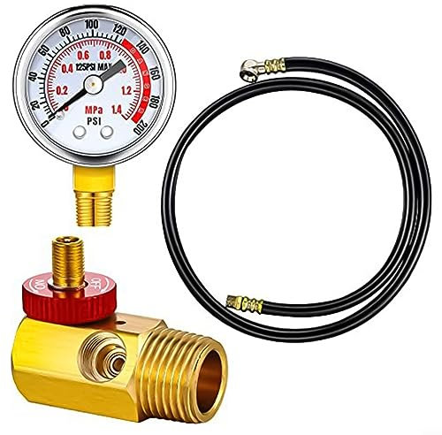 GeRRiT Air Compressor Repair Kit,Air Compressor Repair Kit with Aluminum Gauge PVC Hose Brass Valve for Pressure Monitoring 0-200PSI
