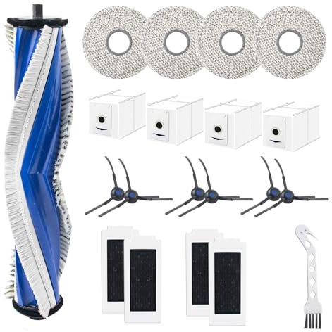 Ensemble d'accessoires 20 pièces pour ECOVACS DEEBOT T30 Pro Omni/T30 Omni/T30 Max, 1 brosse à rouleau, 4 filtres, 4 lingettes, 4 sacs à poussière, 6 brosses latérales, 1 brosse de nettoyage