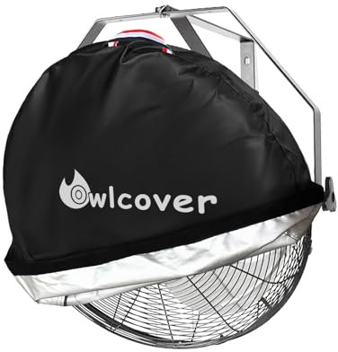 Owlcover Wall Mounted Non Oscillating Fan Cover,600D Heavy Duty Waterproof Dustproof Wall Mounted Industrial Fans Cover,Wall Mounted Fan Outdoor Cover Black, for 18-20,Cover Only.