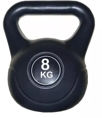 Kettlebell Weight Set - Vinyl & Cast Iron Kettlebells - 4kg to 20kg - Gym Fitness Workout Equipment for Strength Training (Vinyl Black, 8 KG)