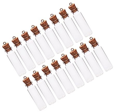 STOBAZA Mini Wish Bottle 50pcs 2ml Glass Jars with Cork Stoppers and Wood Cork Tops, 11x35mm Small Glass Wish Jars for Weddings and DIY Craft Decorative Flower Petal Filling