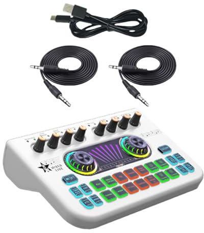 Live Sound Card, Audio Mixer For Streaming, Streaming Soundboard with XLR-3.5mm Condenser Microphone, Sound Card Mixer, Voice Changer Streaming Mixer, Studio Equipment