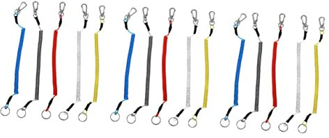 MOBUTOFU 15 Pcs Miss Rope Fishing Rope Cable Fishing Tool Coil Spring Fishing Carabiner Fishing Lanyard with Carabiner Climbing Buckle Spring Ropes Heavy Duty Carabiner Wire Metal Button