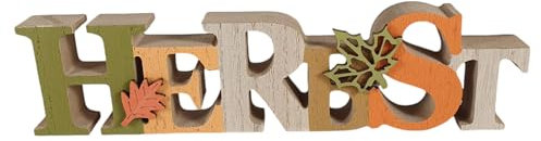 Aspinaworld Herbstdeko, Deko Holz mit Schriftzug Herbst 23 cm lang, Herbstdekoration, Wohnzimmer Deko,Dekofigur,Deko für die Wohnung