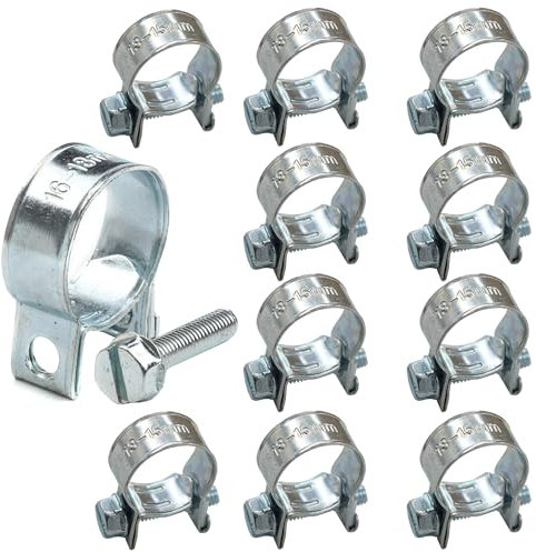 Pack of 10 Fuel Hose Clips Heavy Duty Adjustable Pipe Clamps Carbon Steel Jubilee Clips for Petrol Diesel Coolant Radiator Hoses Anti Rust Easy Installation