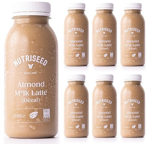 Nutriseed Almond Milk Latte Decaf (6 x 250ml) - Containing Almond Milk, Decaf Coffee and Sweet Agave Syrup, 100% Natural Ingredients, No Added Sugar, Gluten-Free & Dairy-Free