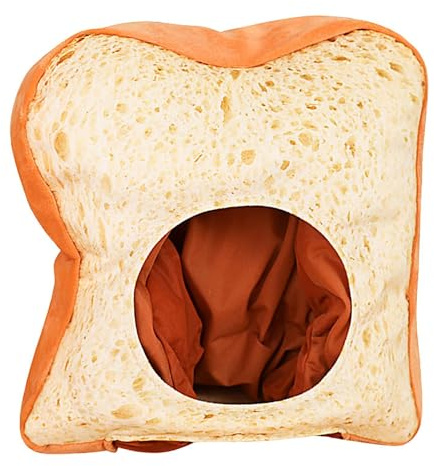 Xummpxuk Brothut, lustiger Toast-Kopfbedeckung, Partyhut, Toastbrot, weicher Stoff, Brot, Plüschhut, Brot, gefüllter Hut für Erwachsene, Kinder, Cosplay-Partys, Foto-Requisiten, 35 x 35 x 15 cm