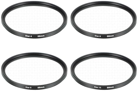 sourcing map 58mm Star Filter, Starburst Filter for Camera Lens Starlight Effect Cross Screen Set 4 Points 6 Points 8 Points 12 Points for Night Scenery Glassworks, 4 Pcs