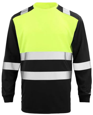 Duohropke Camiseta de manga larga para hombre, camiseta de seguridad, ligera, transpirable, reflectante, camiseta de advertencia para obras, de secado rápido, chaqueta de trabajo