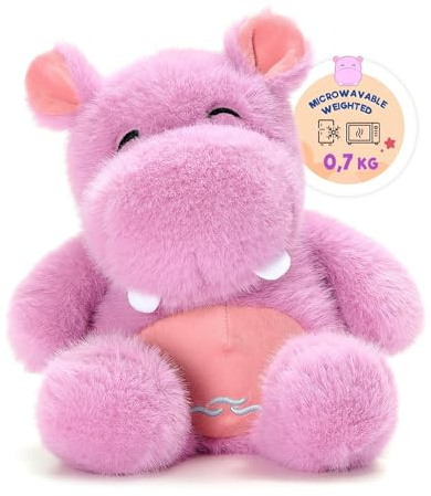 shownicer Nilpferd Kuscheltier Wärmetier Hippo Kuscheltier Gewichtstiere 0,7 KG 25cm heißes oder kaltes Wärmekissen Mikrowelle Geschenk für Freunde Kinder