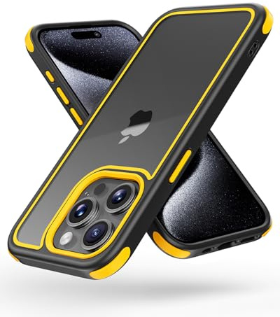 MobNano for iPhone 15 Pro Case, [Multi-Color][Shockproof] [Dropproof] Bumper Case, [Non-Yellowing] Clear Back Case - Black/Yellow
