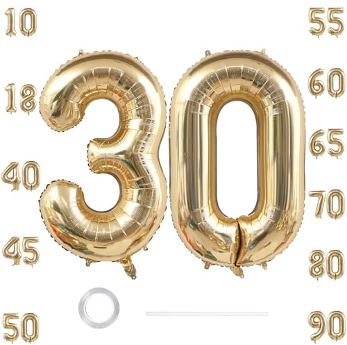 GoldRock XXL Luftballon 30 Geburtstag Deko für 30 Geburtstag Frauen Männer | 40 Zoll 30 Luftballon Zahl Weißgold,Ballon Deko 30 Geburtstag Frau Mann,Folienballon 30 für Geburtstagsdeko 30 Jahre,Jubiläum