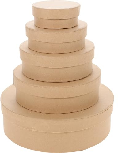 BUTIFULSIC Runde Geschenkbox Pappmaché mit Deckel 5 Stück Keksschachteln für Partys und Geburtstage Praktische Aufbewahrungsbox für Kuchen und Snacks
