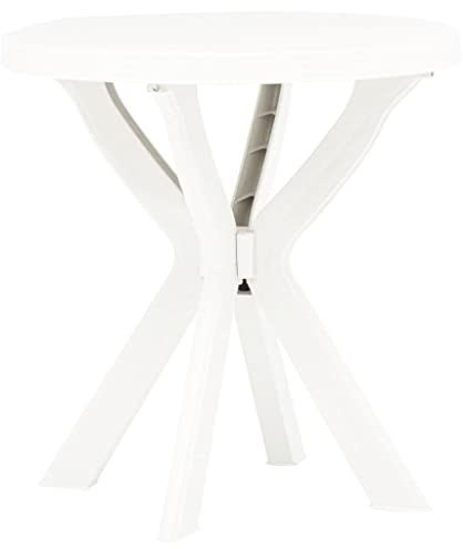 Mhdvray Weißer Gartentisch Ø70 cm aus wetterfestem Kunststoff, platzsparend und leicht für Balkon, Terrasse und Camping, Robuster Biertisch ohne Montage