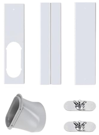 Air Conditioning Window Seal Set for Mobile Air Conditioning, Adjustable PVC Window Shade with 15 cm Hose Adapter, Exhaust Hose, Window Feed-Through for Roller Shutters and Sliding Windows (Set A)