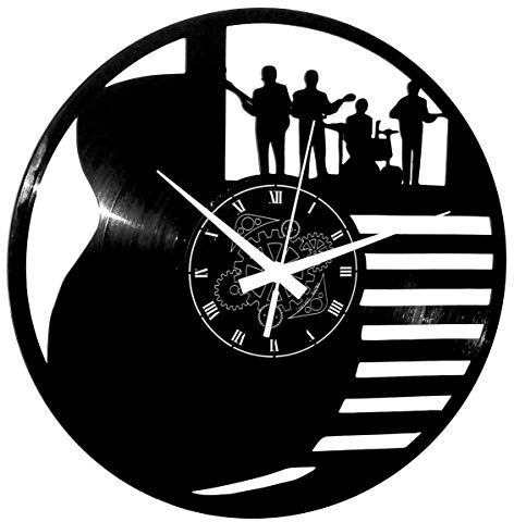 Instant Karma Clocks | Wanduhr | Musikgruppe | Drums | Schlagzeuger | Rock | Rockmusikliebhaber Band | Gitarre Geschenkidee Musikinstrumente Jazz Pop, Schwarz-07