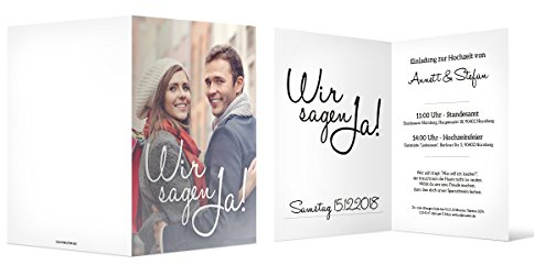 40 x Hochzeit Einladungskarten Hochzeitseinladungen DIN A6 Klappkarte - Wir sagen Ja