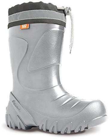 DEMAR Eva federleichte Kinder Gummistiefel mit Stulpe gefüttert Mammut-S (24/25, Silber-2)